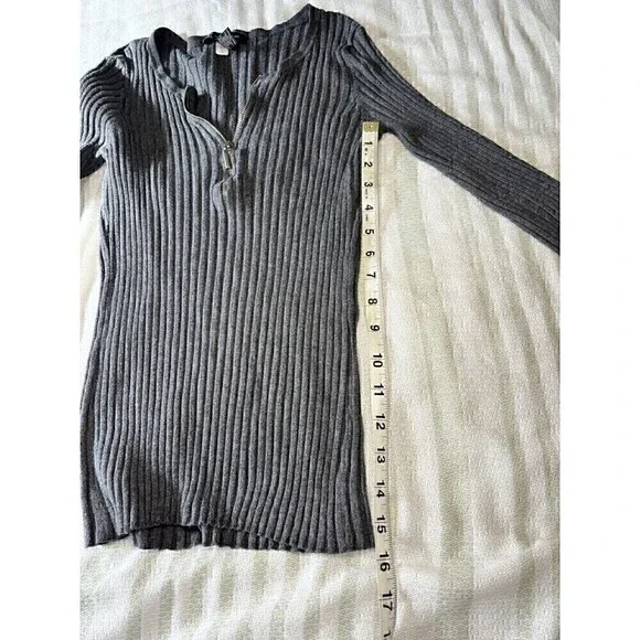 INC International Concepts Long Sleeve Juniors Large Ribbed Front Zipper Y2K 90s - Picture 10 of 11